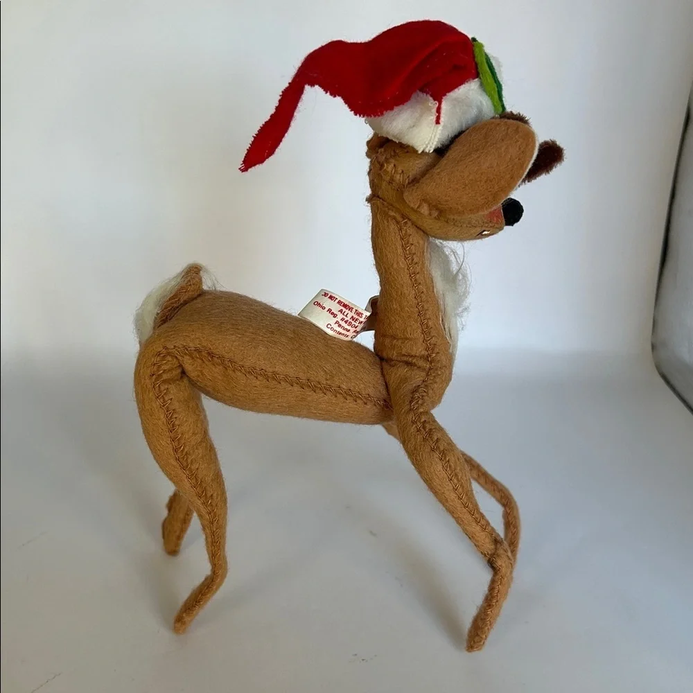 Annalee vintage Reindeer with Santa Hat 1965